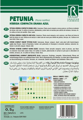 Semilla Petunia Hibrida Compacta Enana, Azul